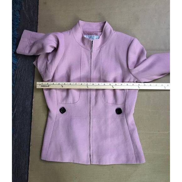 Tahari Arthur Levine Pink Zip Jacket 4 Corporate Siren Classic Preppy Minimalist - Picture 7 of 9